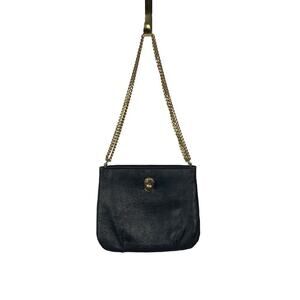 Ruth Saltz Vintage Black Leather Chain Cougar Shoulder Bag
